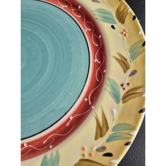 Vtg Rare Y2K Ole by Block Nancy Green Dinner Plates MCM 10.75 Raised Set of 2 - Picture 8 of 12